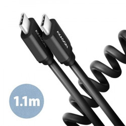 AXAGON BUCM-CM20TB, TWISTER kabel USB-C - USB-C, 1.1m, USB 2.0, PD 60W 3A, ALU, tpe, černý