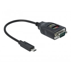 Delock Adapter USB Type-C to 1 x Serial RS-232 DB9 with 15 kV ESD protection - Sériový adaptér - USB-C - RS-232 x 1 - černá