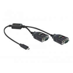 Delock Adapter USB Type-C to 2 x Serial RS-232 DB9 with 15 kV ESD protection - Sériový adaptér - USB-C - RS-232 x 2