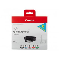Canon PGI-9 MBK PC PM R G Multi-Pack - 5-balení - červená, zelená, matná čerň, foto azurová, foto magenta - originální - inkoustový zásobník - pro PIXMA Pro9500, Pro9500 Mark II
