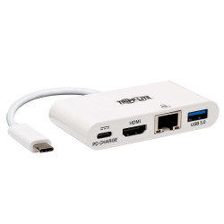 Tripplite Mini dokovací stanice USB-C HDMI, USB-A, GbE, 60W nabíjení, HDCP, bílá