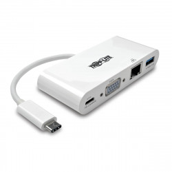 Tripplite Mini dokovací stanice USB-C VGA, USB-A, Gbe, nabíjení, bílá
