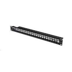 DIGITUS 19" Patch Panel, neosazený, stíněný, 1U, 24 portů, černý RAL 9005