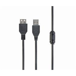 Gembird kábel USB 2.0 (AM - AF), predlžovací, 3 m, čierny