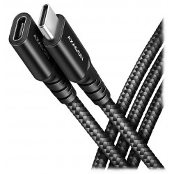 AXAGON prodlužovací kabel USB-C(M) na USB-C(F) USB 3.2 Gen 2 5A PD 240W 8K HD opletený 1m černý