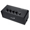 Genius Stereo Switching Box , Přepínač, audio, 2x RCA vstup, 5x 3,5mm jack výstup, stereo, černý