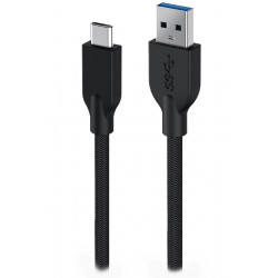 Genius ACC-A2CC-3A, Kabel, USB A USB-C, USB 3.0, 3A, QC 3.0, opletený, 1,5m, černý