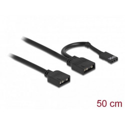 Delock Spojovací kabel RGB, 3 pinový, na LED osvětlení RGB ARGB na 5 V, 2 x třípinová zásuvka, délka 50 cm