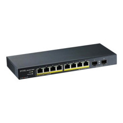Zyxel GS1100-10HP - Přepínač - neřízený - 8 x 10 100 1000 (PoE+) + 2 x gigabitů SFP - desktop, pro připevnění na zeď - PoE+ (130 W)