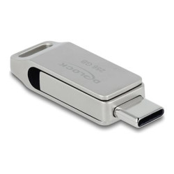 Delock Flash disk USB 5 Gbps, USB-C + Typ-A, 256 GB - kovový kryt