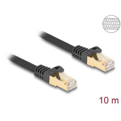 Delock Síťový kabel RJ45 s pleteným opláštěním, Cat.6A, ze zástrčky S FTP na zástrčku, 10 m, černý