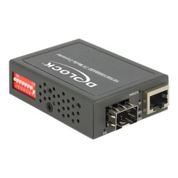 Delock Gigabit Ethernet Media Converter - Konvertor médií s optickými vlákny - GigE - 10Base-T, 100Base-TX, 1000Base-T - SFP (mini-GBIC) RJ-45