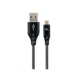 GEMBIRD Kabel USB 2.0 AM na MicroUSB (AM BM), 1m, opletený, černo-bílý, blister, PREMIUM QUALITY
