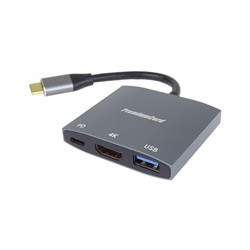 PremiumCord adaptér USB-C na HDMI, USB3.0, PD, rozlišení 4K a FULL HD 1080p