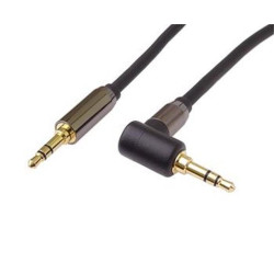 PremiumCord HQ stíněný kabel stereo Jack 3.5mm - Jack 3.5mm zahnutý 90° 5m