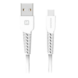 Swissten TPU nabíjecí kabel USB USB-C 1,0 M BÍLÝ