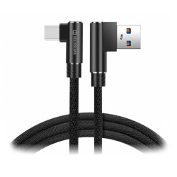Swissten textilní datový kabel Arcade USB USB-C 1,2 M L konektory Černý