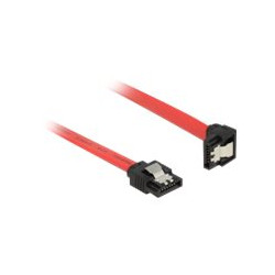 Delock - Kabel SATA - Serial ATA 150 300 600 - SATA (M) do SATA (M) - 30 cm - konektor 90°, opatřený západkou - červená