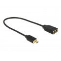 Delock - HDMI adaptér - HDMI se zdířkami (female) do mikro HDMI s piny (male) - 20 cm - trojnásobně stíněný - černá - podporuje 4K