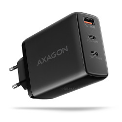 AXAGON ACU-DPQ100, GaN nabíječka do sítě 100W, 3x port (USB-A + dual USB-C), PD3.0 PPS QC4+ Apple