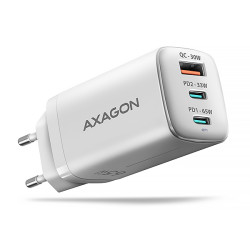 AXAGON ACU-DPQ65W, GaN nabíječka do sítě 65W, 3x port (USB-A + dual USB-C), PD3.0 QC4+ PPS Apple