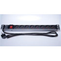 PremiumCord Panel napájecí 1U do 19" racku, 8x230V, 2m kabel, vypínač