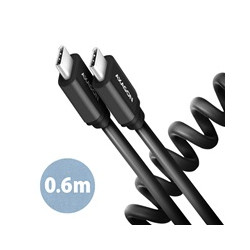 AXAGON BUCM-CM10TB, TWISTER kabel USB-C - USB-C, 0.6m, USB 2.0, PD 60W 3A, ALU, tpe, černý