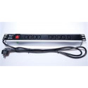 PremiumCord Panel napájecí do 19" racku 1.5U, 9xIEC (C13), 2m kabel,vypínač