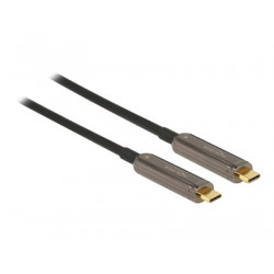 Delock - Kabel video audio - USB-C s piny (male) do USB-C s piny (male) - 30 m - optické vlákno - černá - Active Optical Cable (AOC), podpora 4K60 Hz (3840 x 2160)