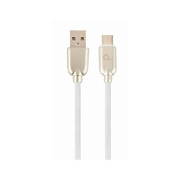 GEMBIRD Kabel USB 2.0 AM na Type-C kabel (AM CM), 1m, pogumovaný, bílý, blister, PREMIUM QUALITY