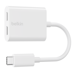 Belkin USB-C adaptér rozdvojka - USB-C napájení + USB-C audio nabíjecí adaptér, bílá