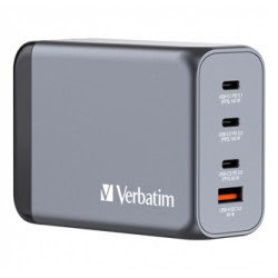 GaN cestovní nabíječka do sítě Verbatim, USB 3.0, USB C, šedá, 240 W, vyměnitelné vidlice C,G,A
