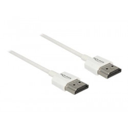 Delock High Speed HDMI with Ethernet - Kabel HDMI s ethernetem - HDMI s piny (male) do HDMI s piny (male) - 25 cm - trojnásobně stíněný - bílá - podporuje 4K
