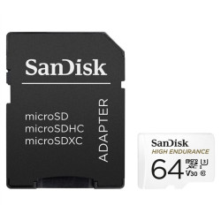 SanDisk High Endurance Video 64GB microSDXC CL10 UHS-3 V30 vč. adaptéru