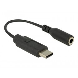 Delock - Audio adaptér - USB-C (M) do stereo mini jack (F) - USB 2.0 - 14 cm - černá
