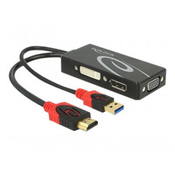 Delock - Nástroj pro převod videa - HDMI - DVI, DisplayPort, VGA - černá - maloobchod