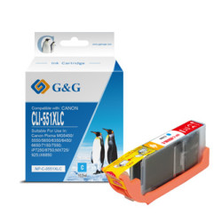 G&G kompatibilní ink s CLI551C XL, NP-C-0551XLC, cyan, 10,2ml, ml high capacity