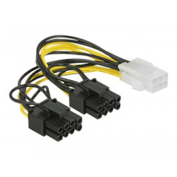 Delock - Elektrický kabel - 6 pin PCIe power (F) do 8 pinové napájení PCIe (6+2) (M) - 12 V - 15 cm - opatřený západkou
