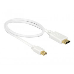 Delock - Kabel adaptéru - Mini DisplayPort s piny (male) do HDMI s piny (male) - 50 cm - trojnásobně stíněná kroucená dvoulinka - bílá - pasivní