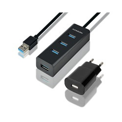 AXAGON HUE-S2BP, 4x USB 3.0 CHARGING hub, vč. AC adaptéru, kabel USB-A 1.2m