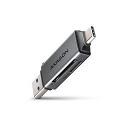 AXAGON CRE-DAC, USB-C + USB-A, 5 Gbps - MINI čtečka karet, 2-slot & lun SD microSD, podpora UHS-I