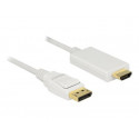 Delock - Kabel adaptéru - DisplayPort s piny (male) do HDMI s piny (male) - 3 m - trojnásobně stíněný - bílá - pasivní, podporuje 4K