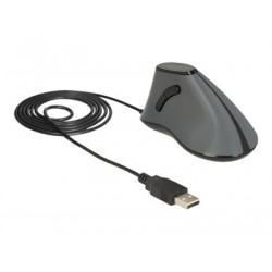 Delock - Vertikální myš - ergonomický - pravák - optický - 5 tlačítka - kabelové - USB - šedá, černá - maloobchod