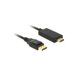 Delock - Kabel adaptéru - DisplayPort s piny (male) do HDMI s piny (male) - 1 m - trojnásobně stíněná kroucená dvoulinka - černá - pasivní