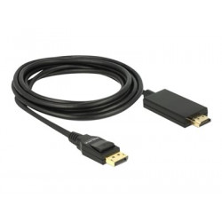 Delock - Kabel adaptéru - DisplayPort s piny (male) do HDMI s piny (male) - 3 m - trojnásobně stíněná kroucená dvoulinka - černá - pasivní