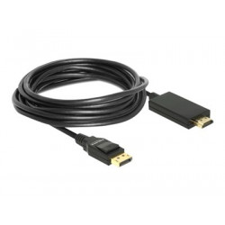Delock - Kabel adaptéru - DisplayPort s piny (male) do HDMI s piny (male) - 5 m - trojnásobně stíněná kroucená dvoulinka - černá - pasivní