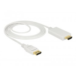 Delock - Kabel adaptéru - DisplayPort s piny (male) do HDMI s piny (male) - 2 m - trojnásobně stíněná kroucená dvoulinka - bílá - pasivní