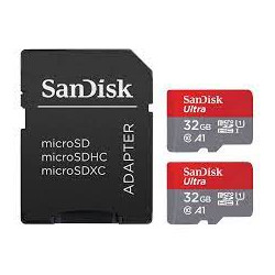SanDisk Ultra - Paměťová karta flash (adaptér microSDHC - SD zahrnuto) - 32 GB - A1 UHS-I U1 Class10 - microSDHC UHS-I (balení 2)