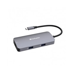 VERBATIM Hub USB-C Pro Multiport 5 Port, 2x USB 3.2, 1x USB-C, HDMI, RJ45, šedá