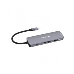 VERBATIM Hub USB-C Pro Multiport 8 Port, 3x USB 3.2, 1x USB-C, 2xHDMI, microSD SD, šedá